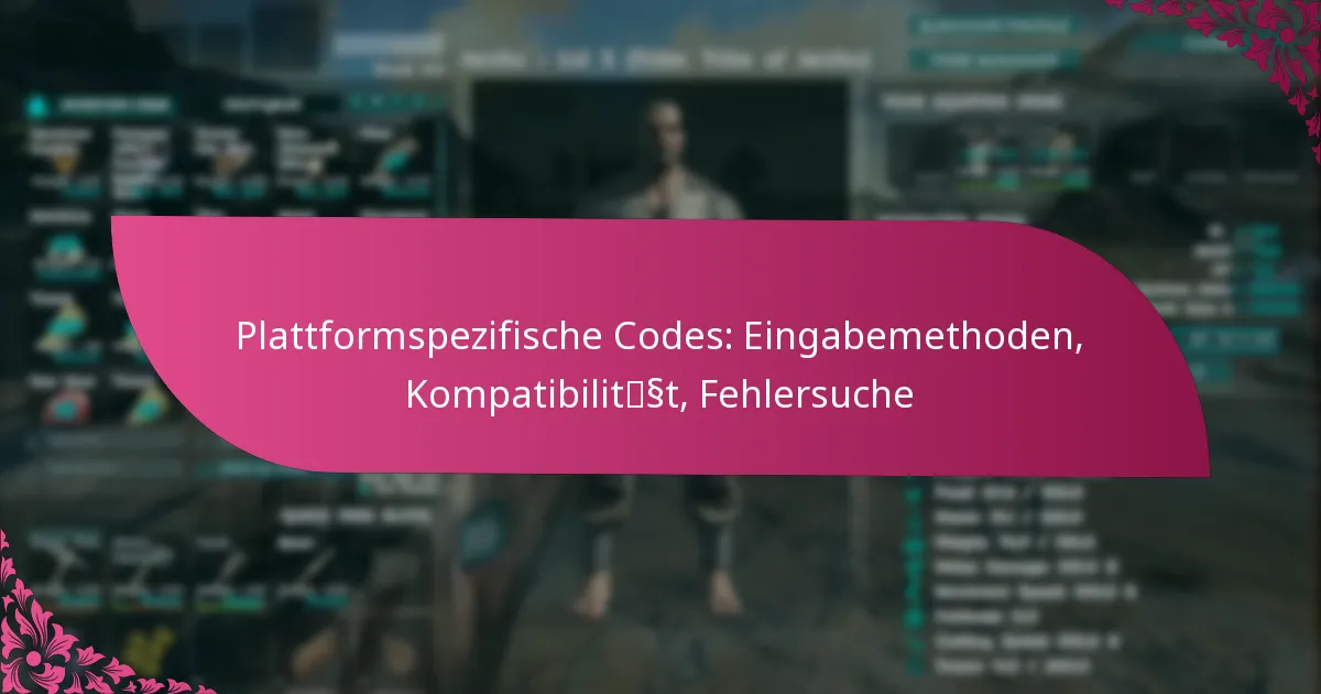 Plattformspezifische Codes: Eingabemethoden, Kompatibilität, Fehlersuche