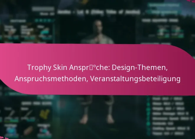 Trophy Skin Ansprüche: Design-Themen, Anspruchsmethoden, Veranstaltungsbeteiligung