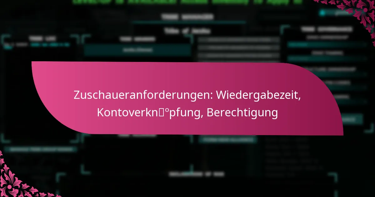 Zuschaueranforderungen: Wiedergabezeit, Kontoverknüpfung, Berechtigung