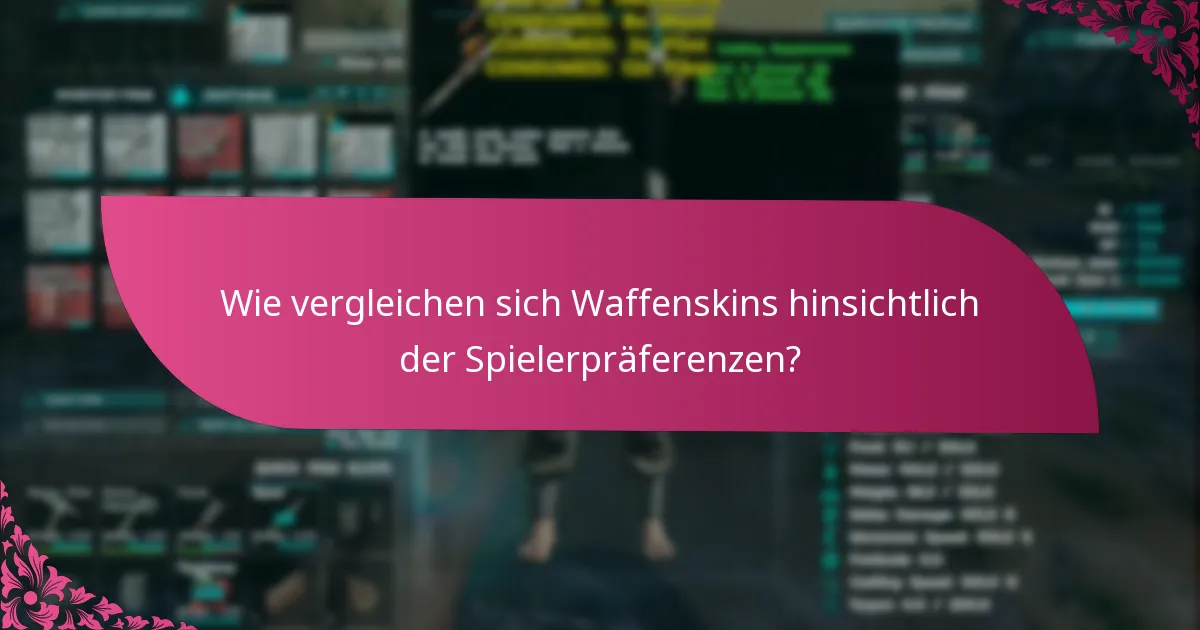 Wie vergleichen sich Waffenskins hinsichtlich der Spielerpräferenzen?